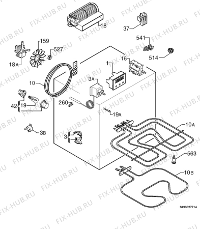 Взрыв-схема плиты (духовки) Zanussi ZOB765X - Схема узла Electrical equipment 268